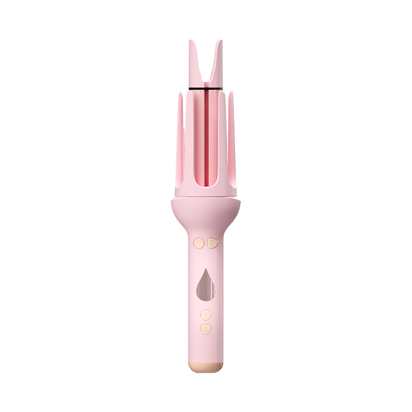 Pink KONSOE interchangeable hair styling wand on a black background
