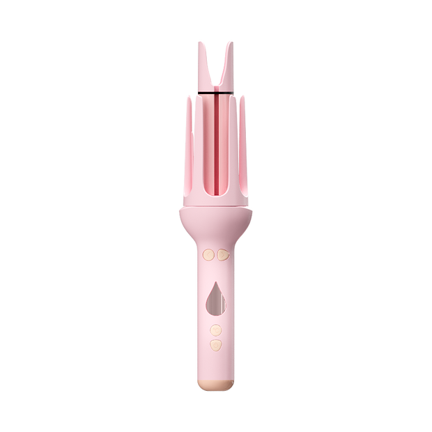 Pink KONSOE interchangeable hair styling wand on a black background