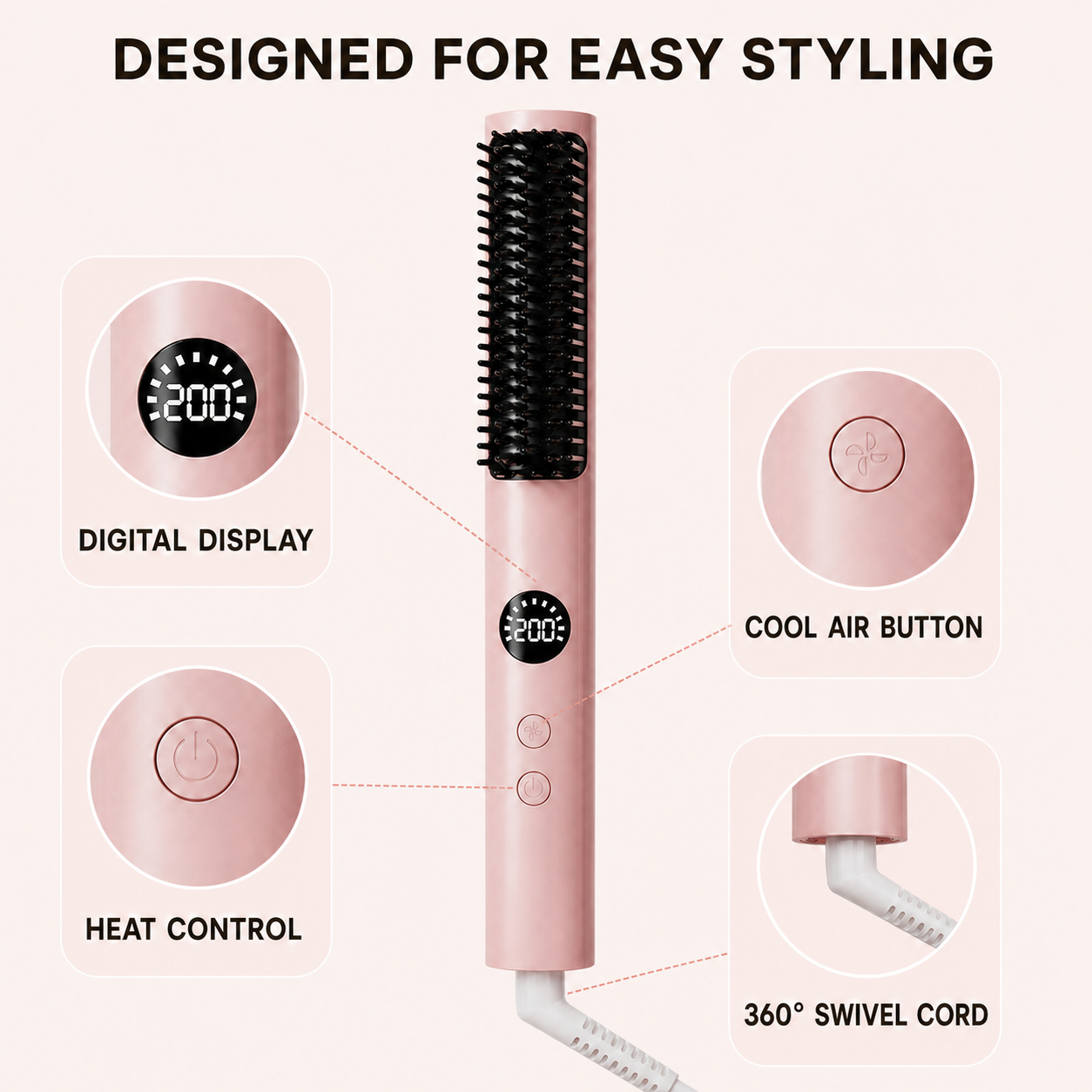 KONSOE AeroSleek Cool-Air Straightening & Styling Brush