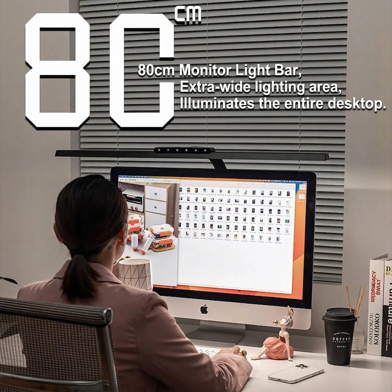 80cm 31.5 inch ultra wide LED desk lamp monitor light bar large illumination area office setup - KONSOE