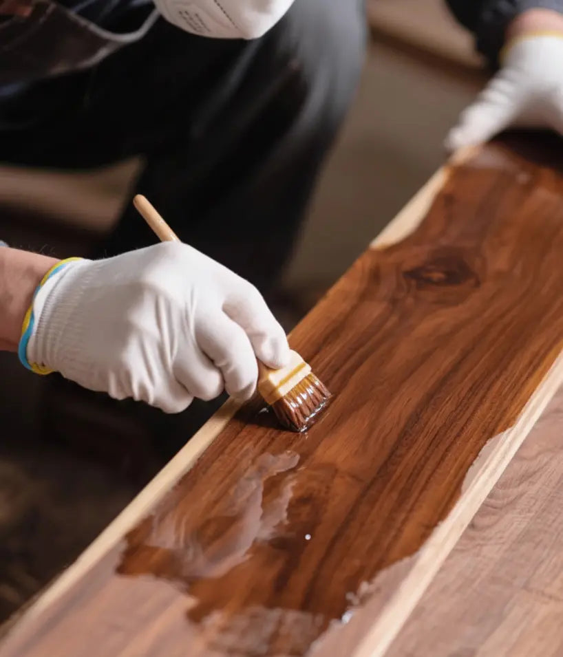 Handcrafted solid walnut wood monitor stand riser with natural wood oil finish process - KONSOE