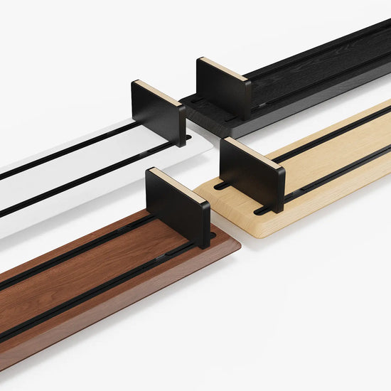 Walnut oak white black wooden monitor stand desk shelf - KONSOE